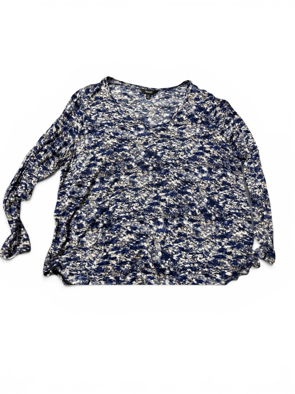 Simply Vera Women's Long Sleeve V-Neck Printed Top - Navy White